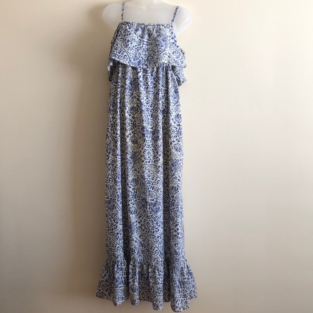 Motherhood Maternity Blue and White Maxi Dress